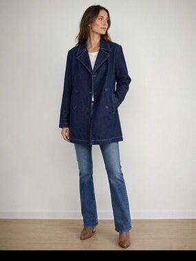 Outback Red Dark Blue Double-Breasted Peacoat Denim Jacket